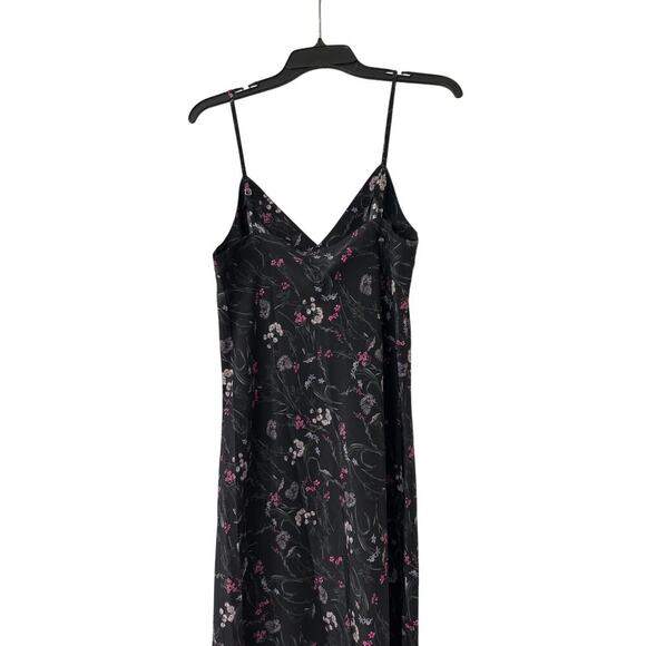 AMOUR VERT NWT Briana Washable Silk Bias Cut Slip Dress Black Floral Size Med - Picture 10 of 16